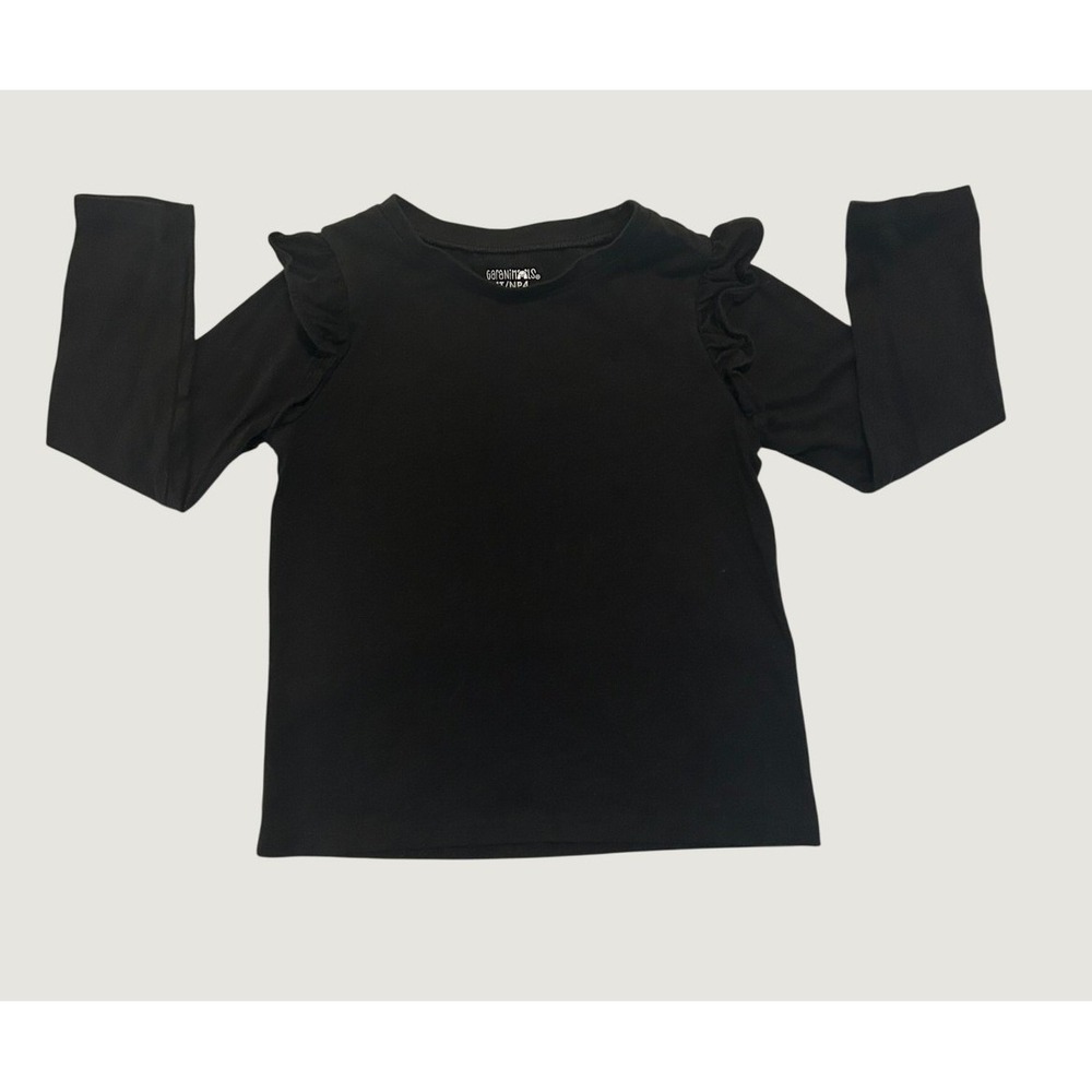 Garanimals Toddler Girls Black Ruffle Shoulder Long Sleeve Top Size 4T 1468